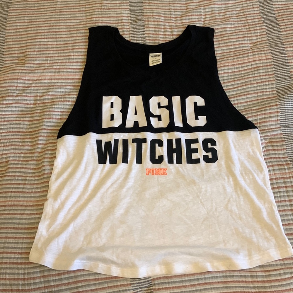 Pink “basic witches” muscle shirt/tank top